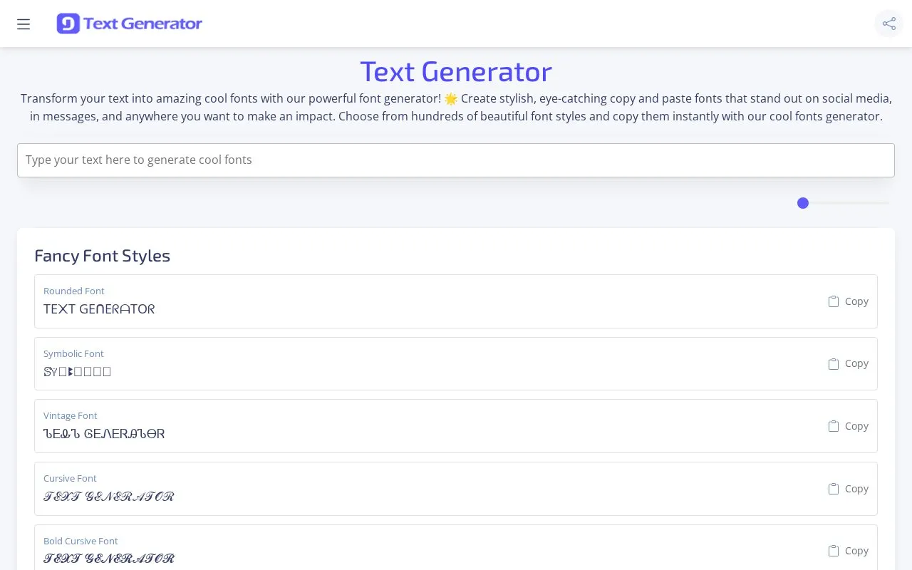 Text-Generator homepage screenshot