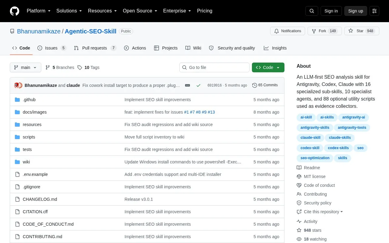 Agentic-SEO-Skill homepage screenshot