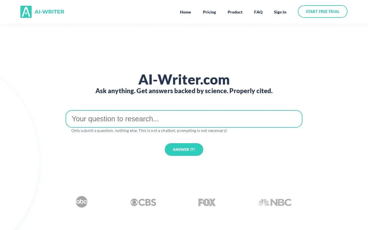 AI-Writer homepage screenshot