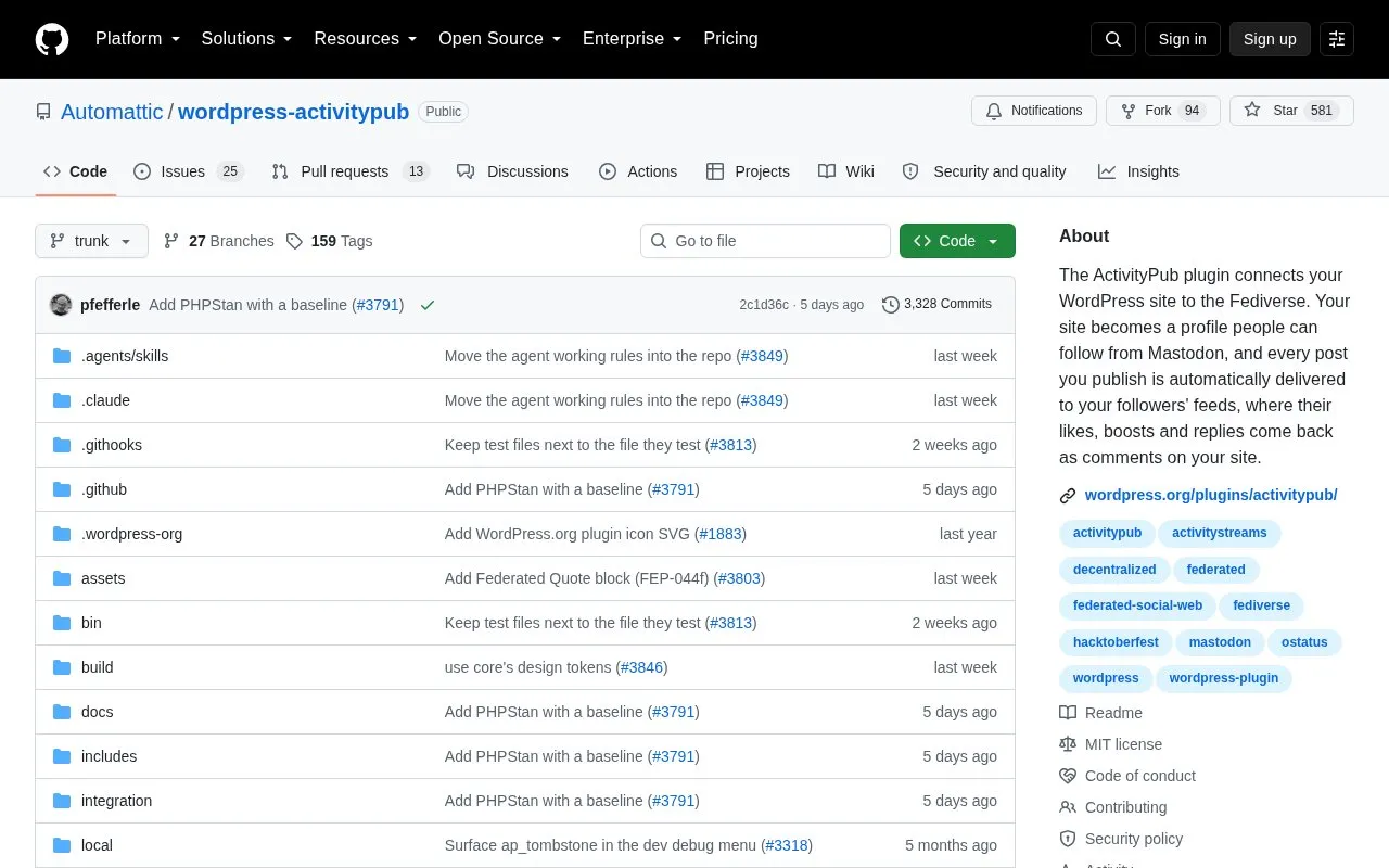 wordpress-activitypub homepage screenshot
