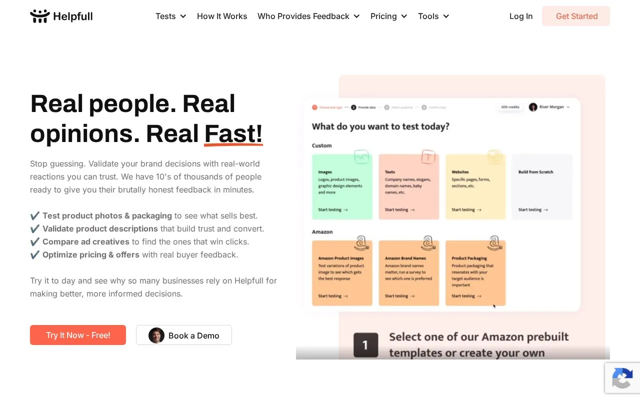 Helpfull homepage screenshot