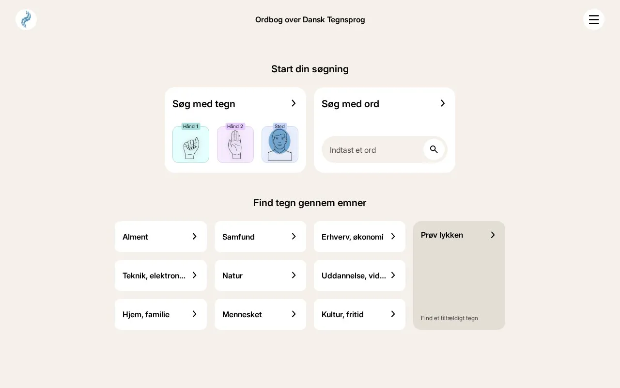 tegnsprog homepage screenshot