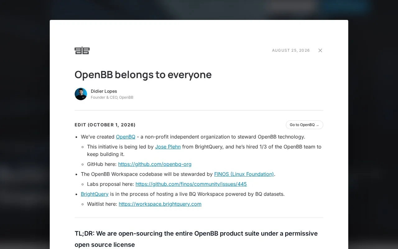 OpenBB Terminal homepage screenshot