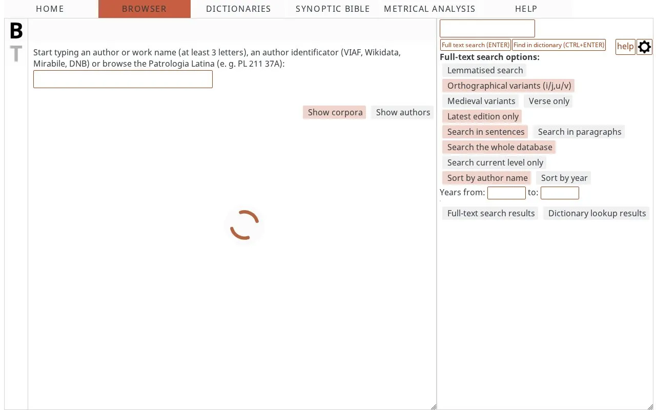 Corpus Corporum homepage screenshot
