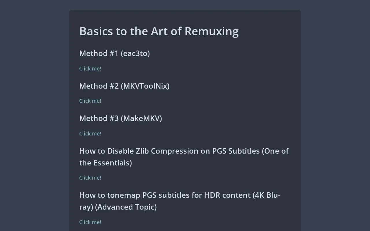 Basics to the Art of Remuxing homepage screenshot