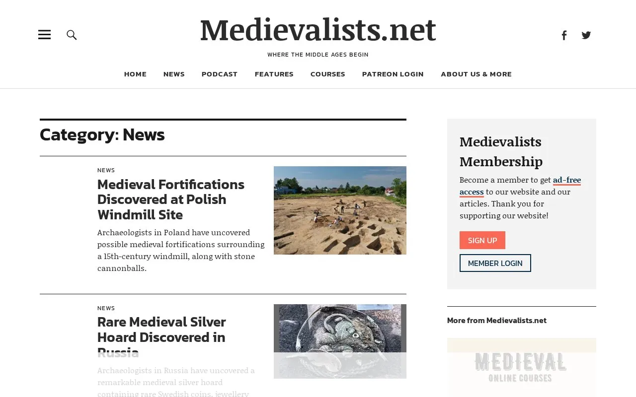 Medievalists homepage screenshot