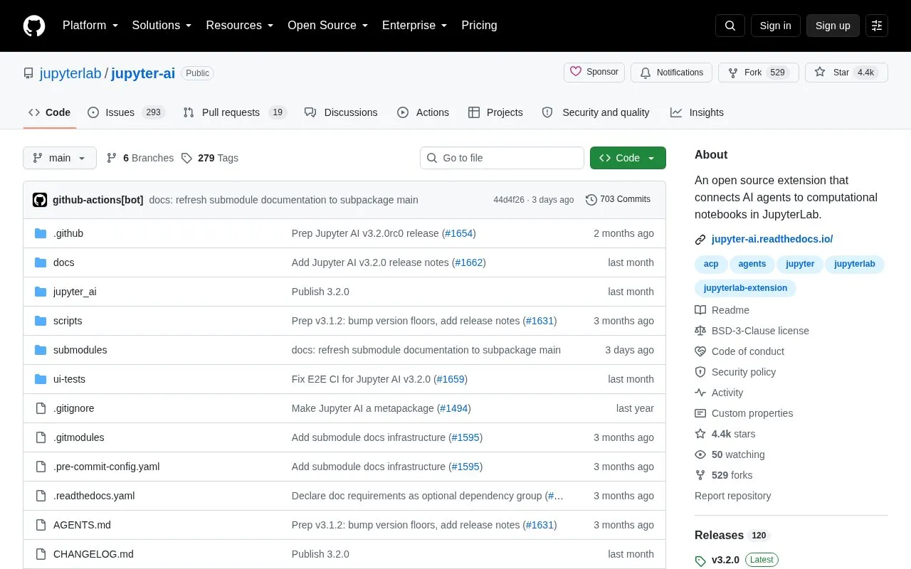 Jupyter AI homepage screenshot