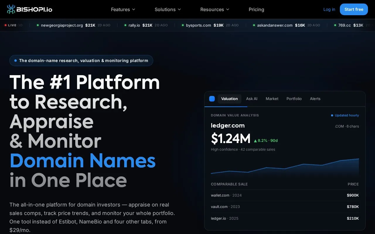 Bishopi homepage screenshot