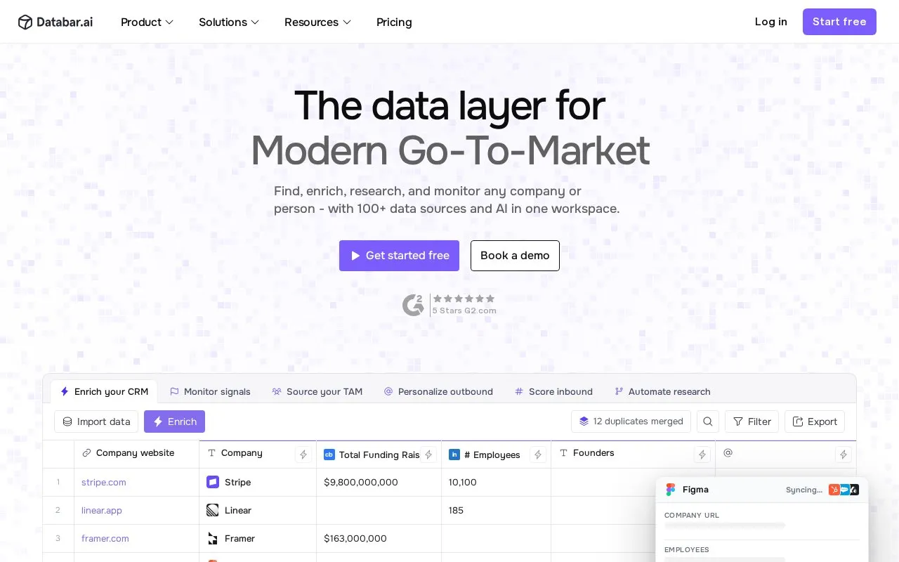 Databar homepage screenshot