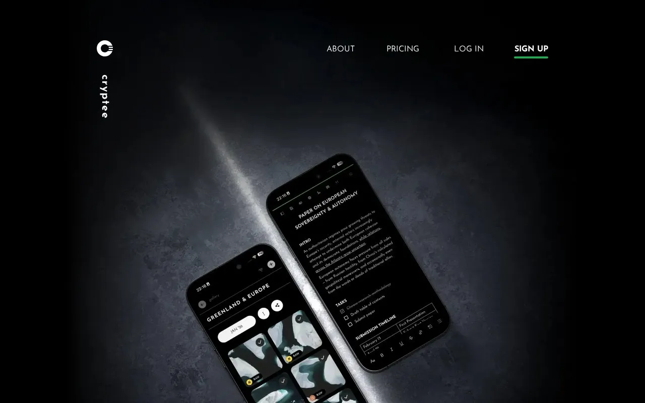 Crypt.ee homepage screenshot