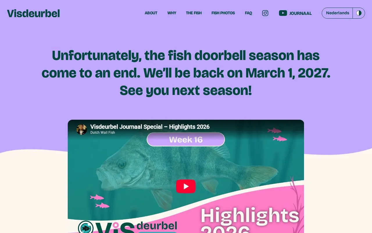 The Fish Doorbell homepage screenshot