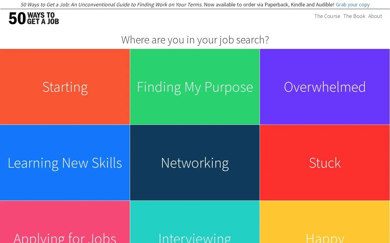 50WaysToGetAJob homepage screenshot