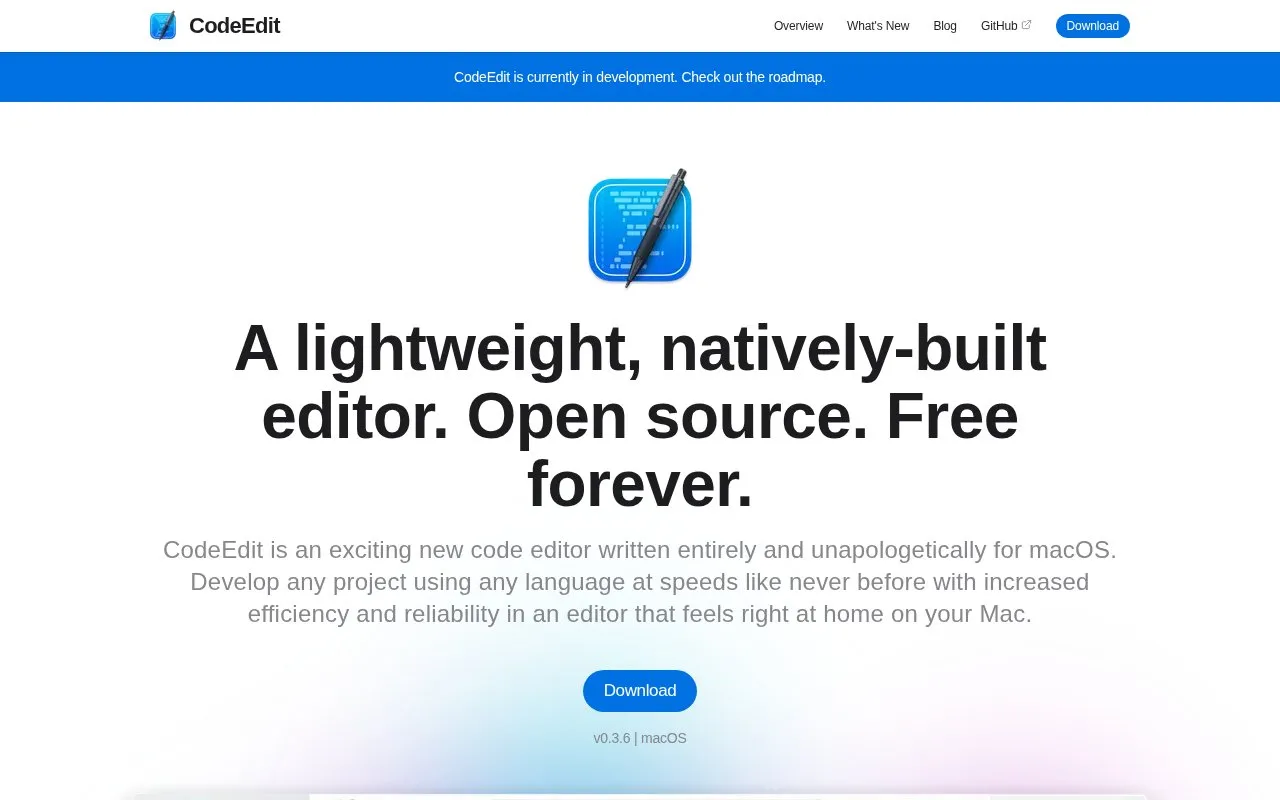 CodeEdit homepage screenshot