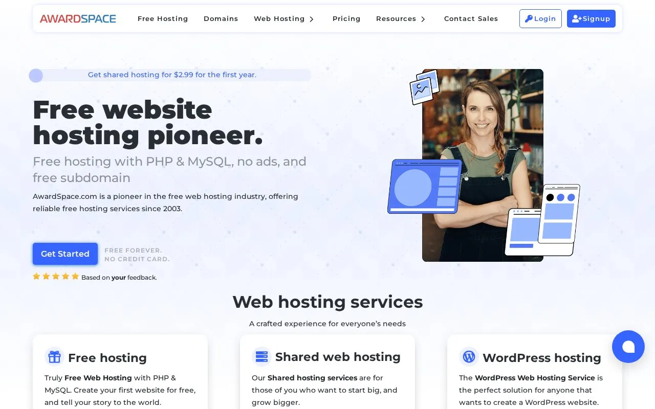 AwardSpace.com homepage screenshot