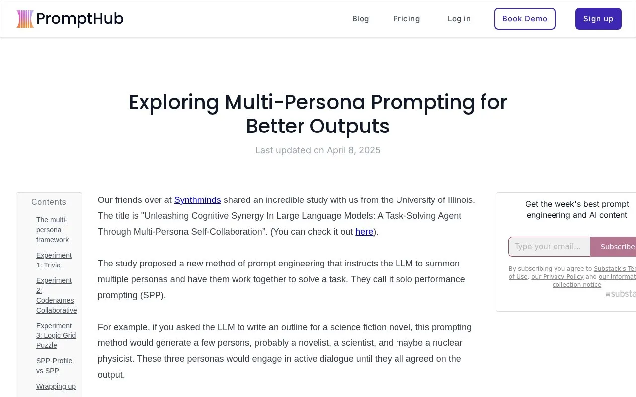 Exploring Multi-Persona Prompting for Better Outputs homepage screenshot
