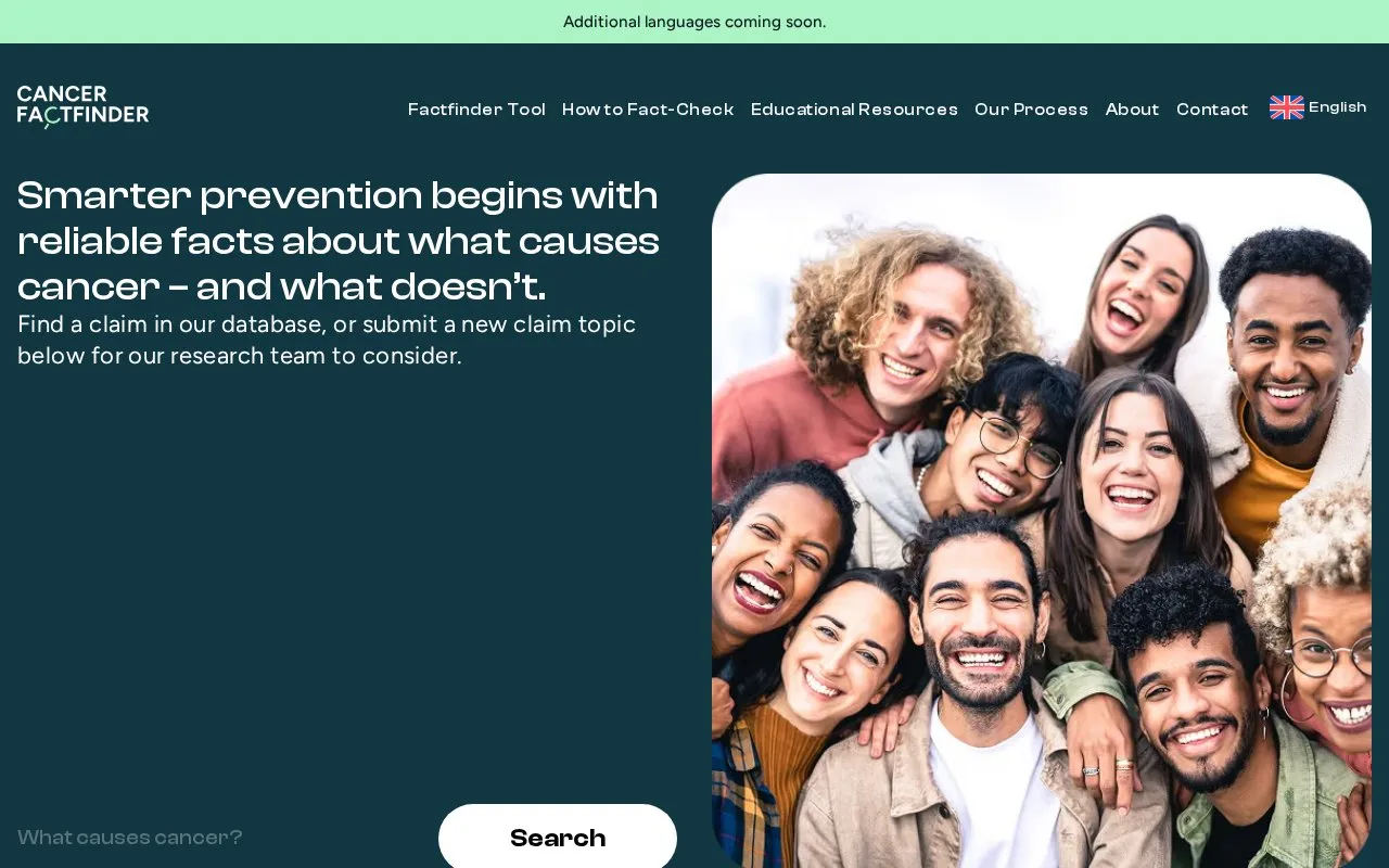 CancerFactFinder homepage screenshot