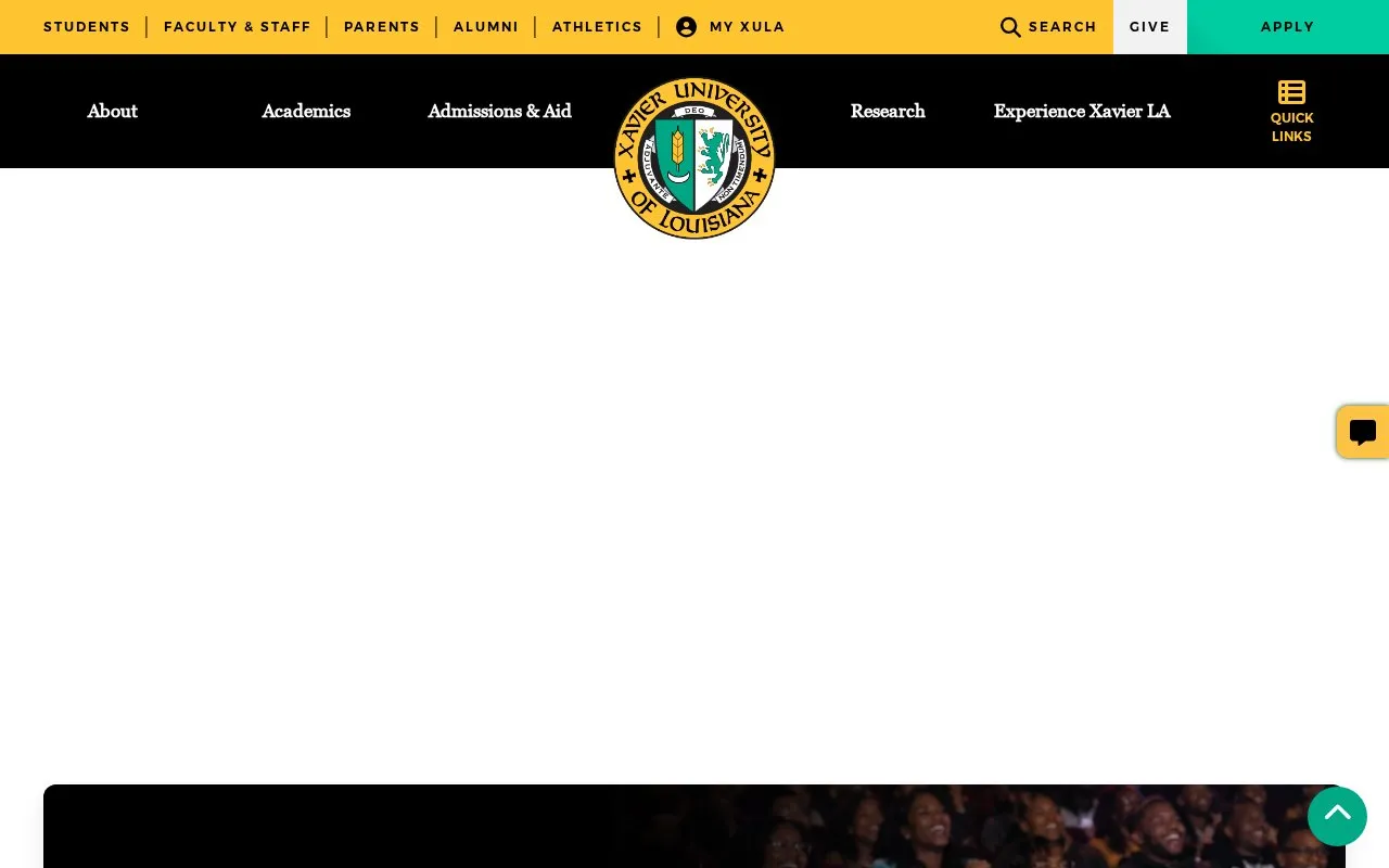 Xavier University of Louisiana homepage screenshot