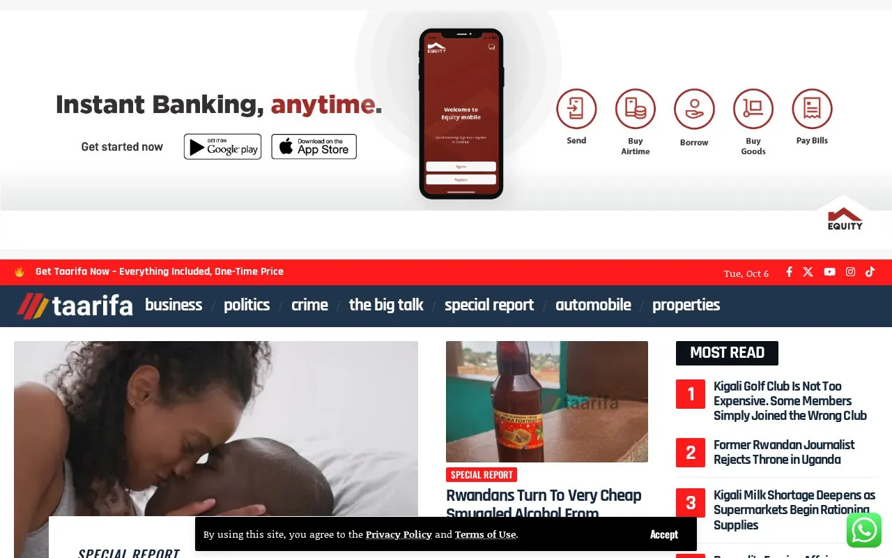 Taarifa homepage screenshot