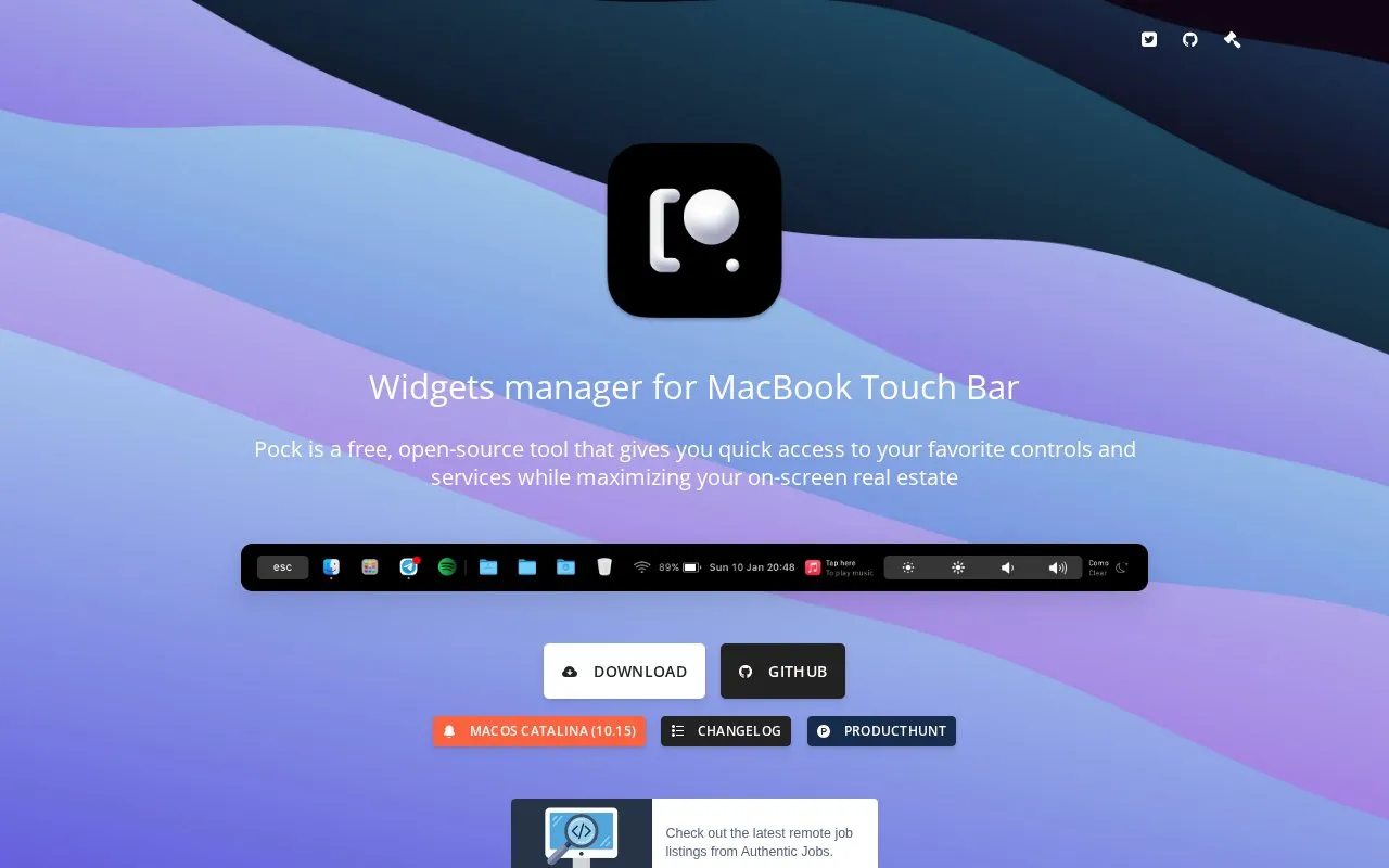 pock homepage screenshot