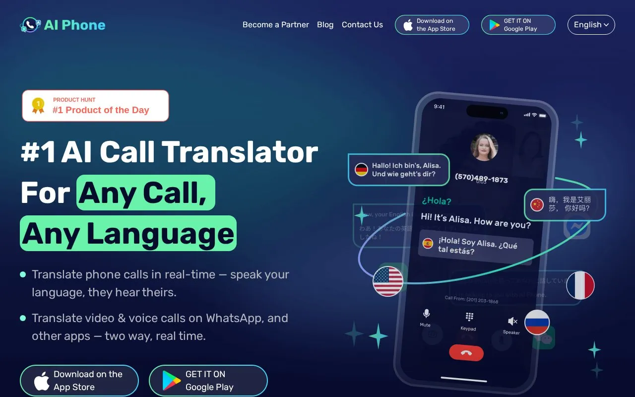 AI Phone homepage screenshot