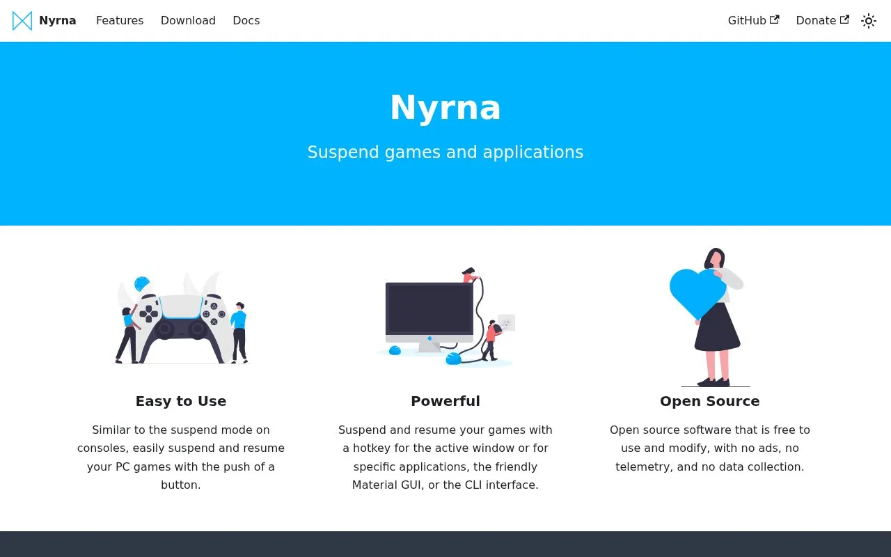 nyrna homepage screenshot