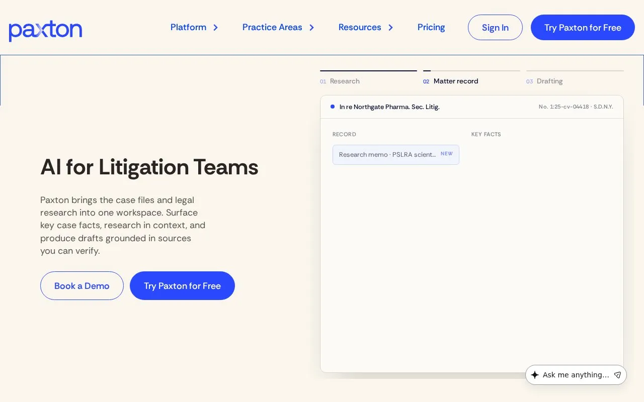 Paxton AI homepage screenshot
