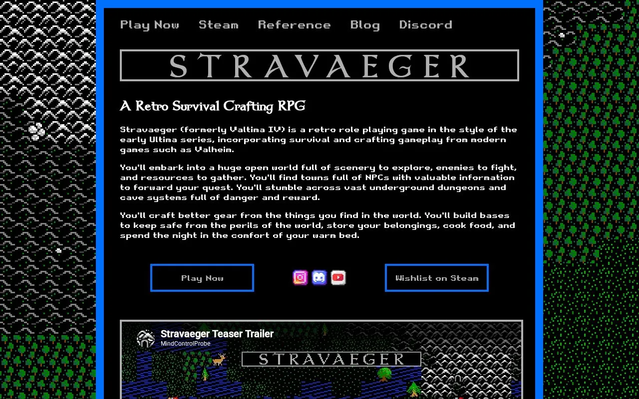 Stravaeger homepage screenshot