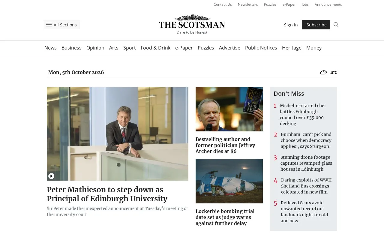 The Scotsman homepage screenshot