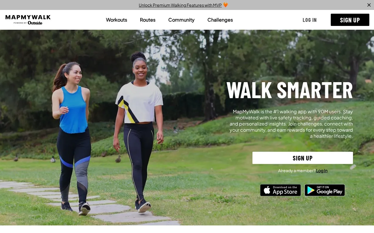 MapMyWalk homepage screenshot