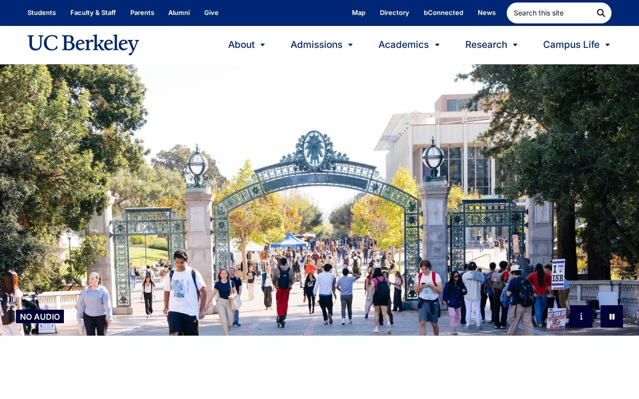 University of California, Berkeley homepage screenshot
