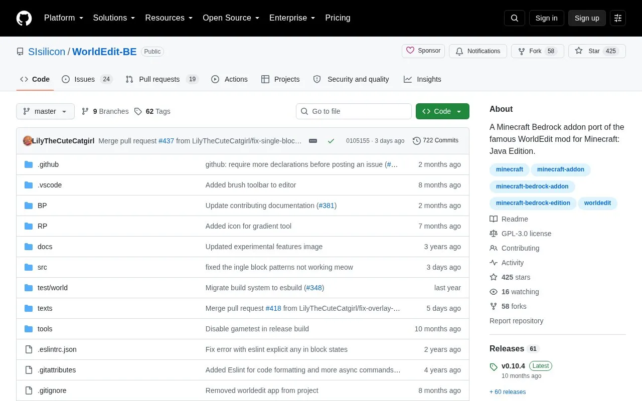 BE homepage screenshot