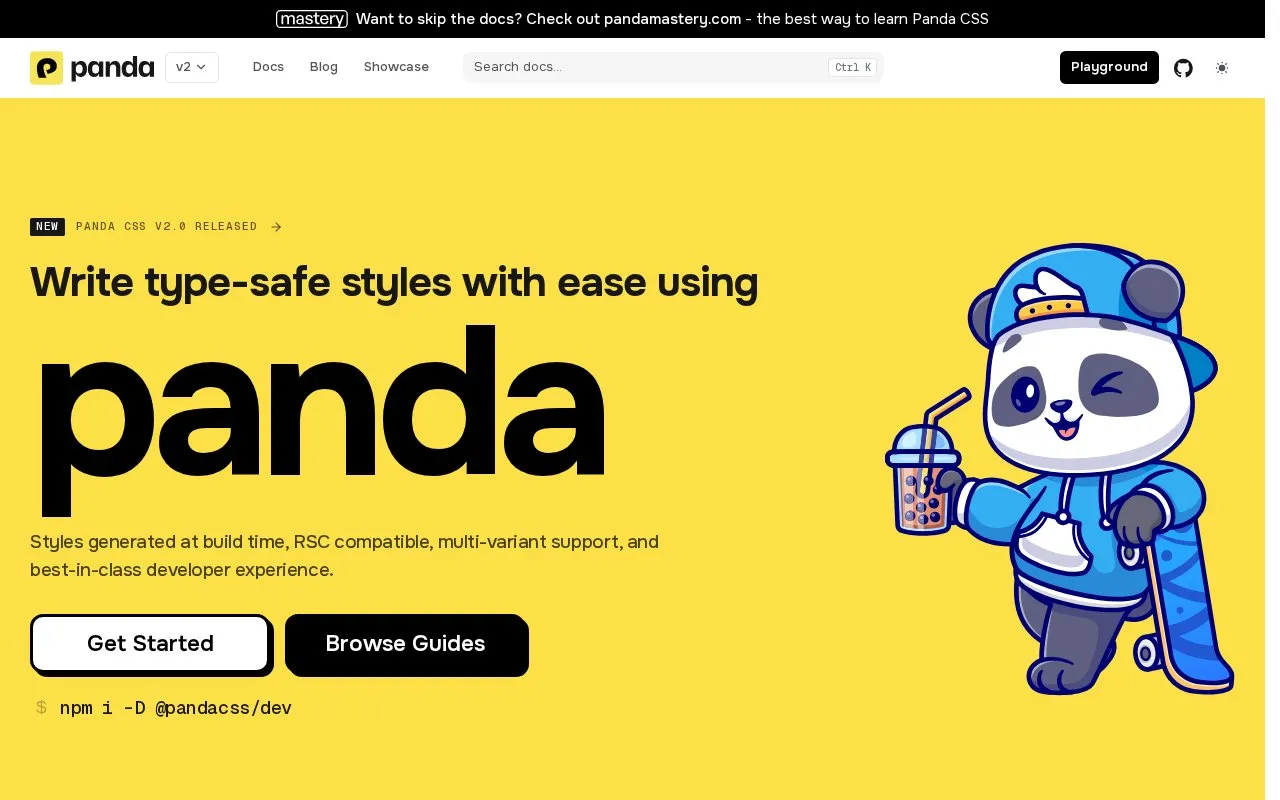Panda CSS homepage screenshot