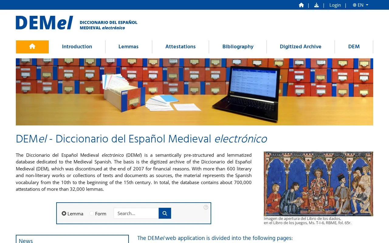 DEMel homepage screenshot