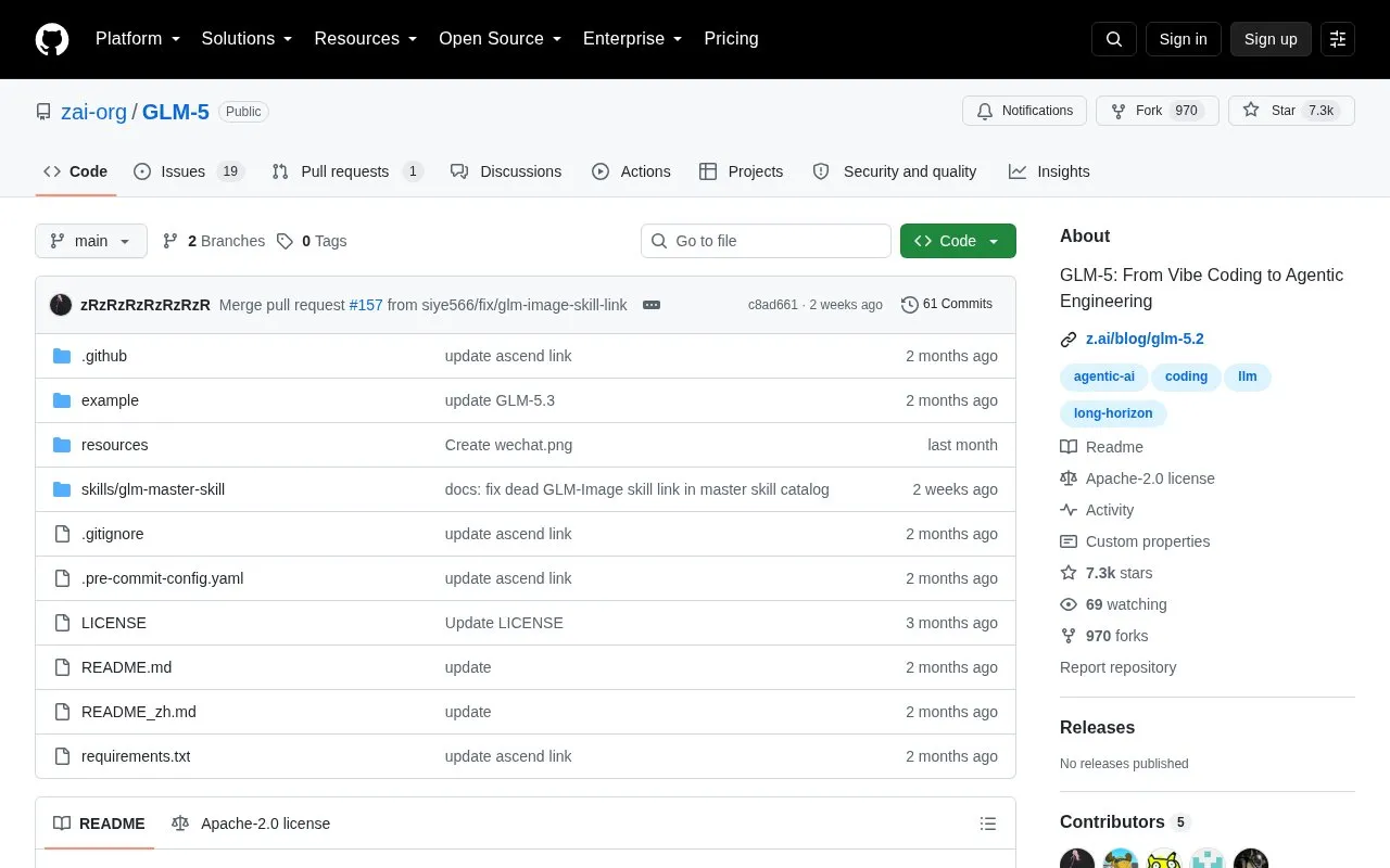 GLM-5.1 homepage screenshot