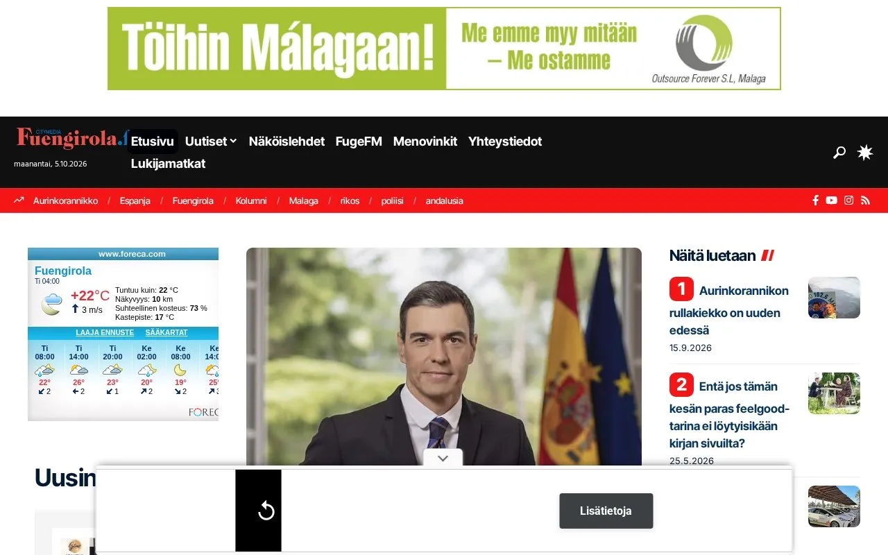 Fuengirola.fi homepage screenshot