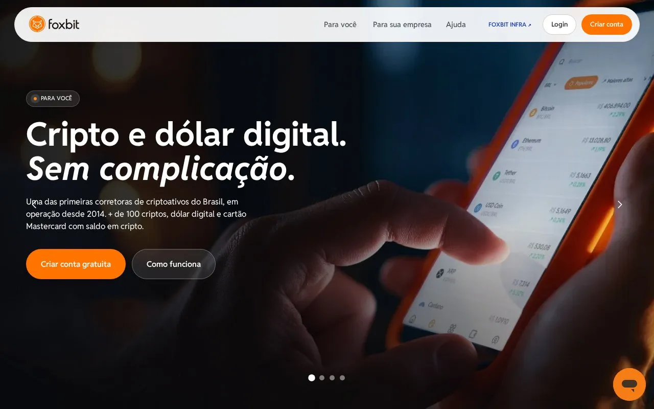 Foxbit homepage screenshot