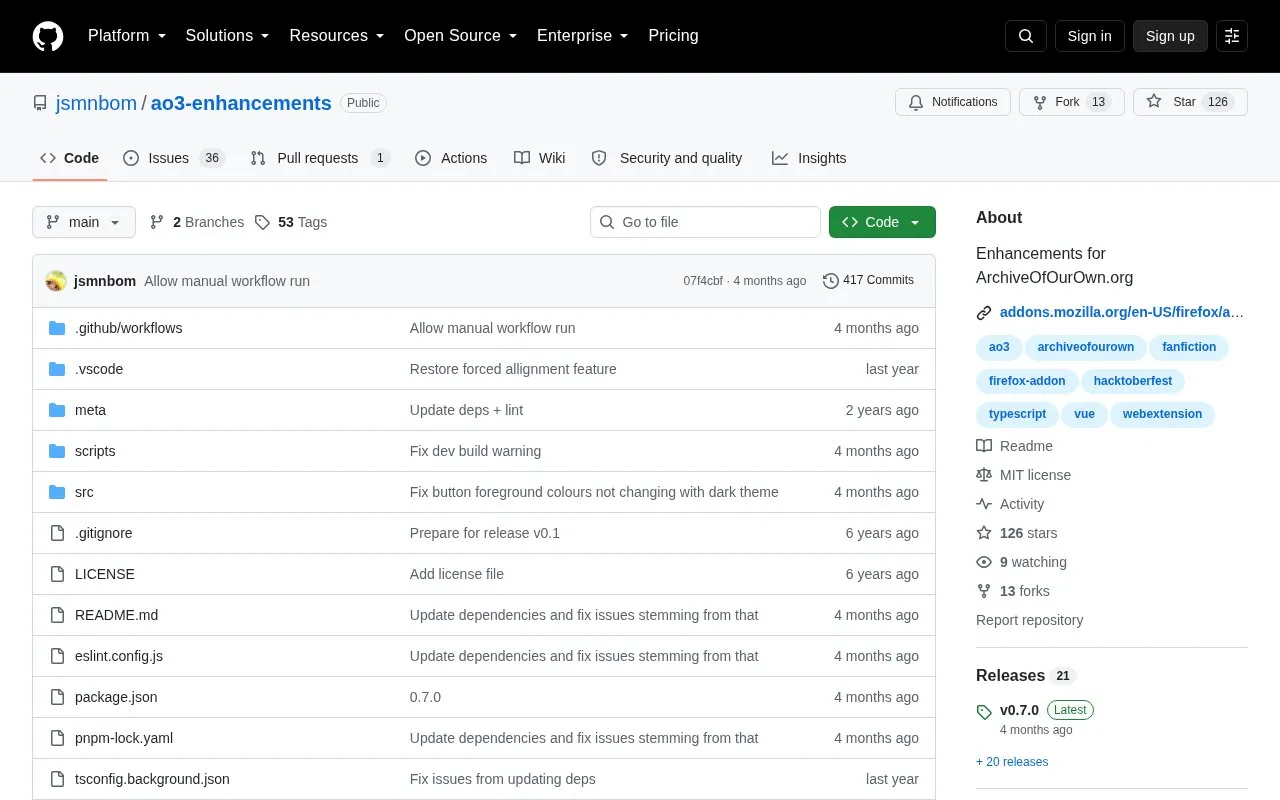 Enhancements homepage screenshot