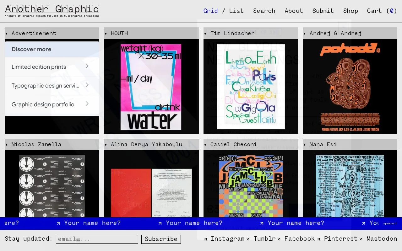 AnotherGraphic homepage screenshot