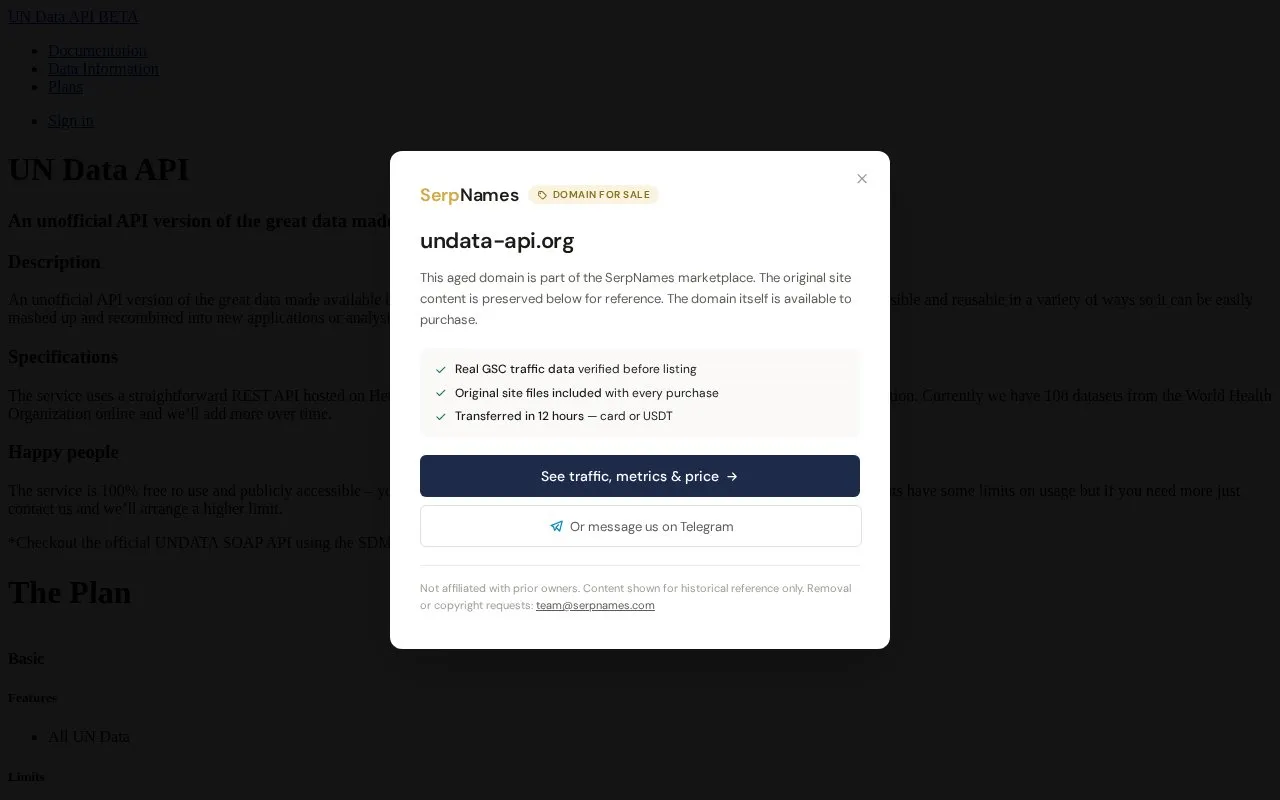 United Nations (UNdata) Catalog homepage screenshot