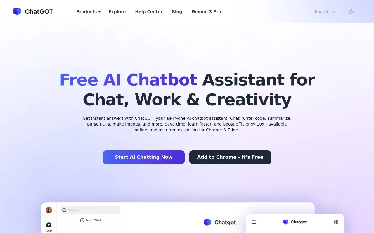 ChatGOT homepage screenshot