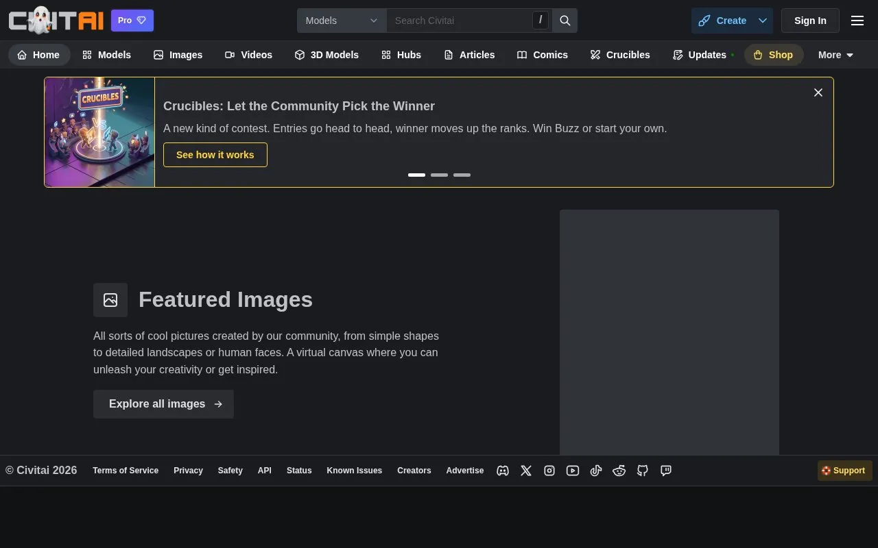 Civitai homepage screenshot