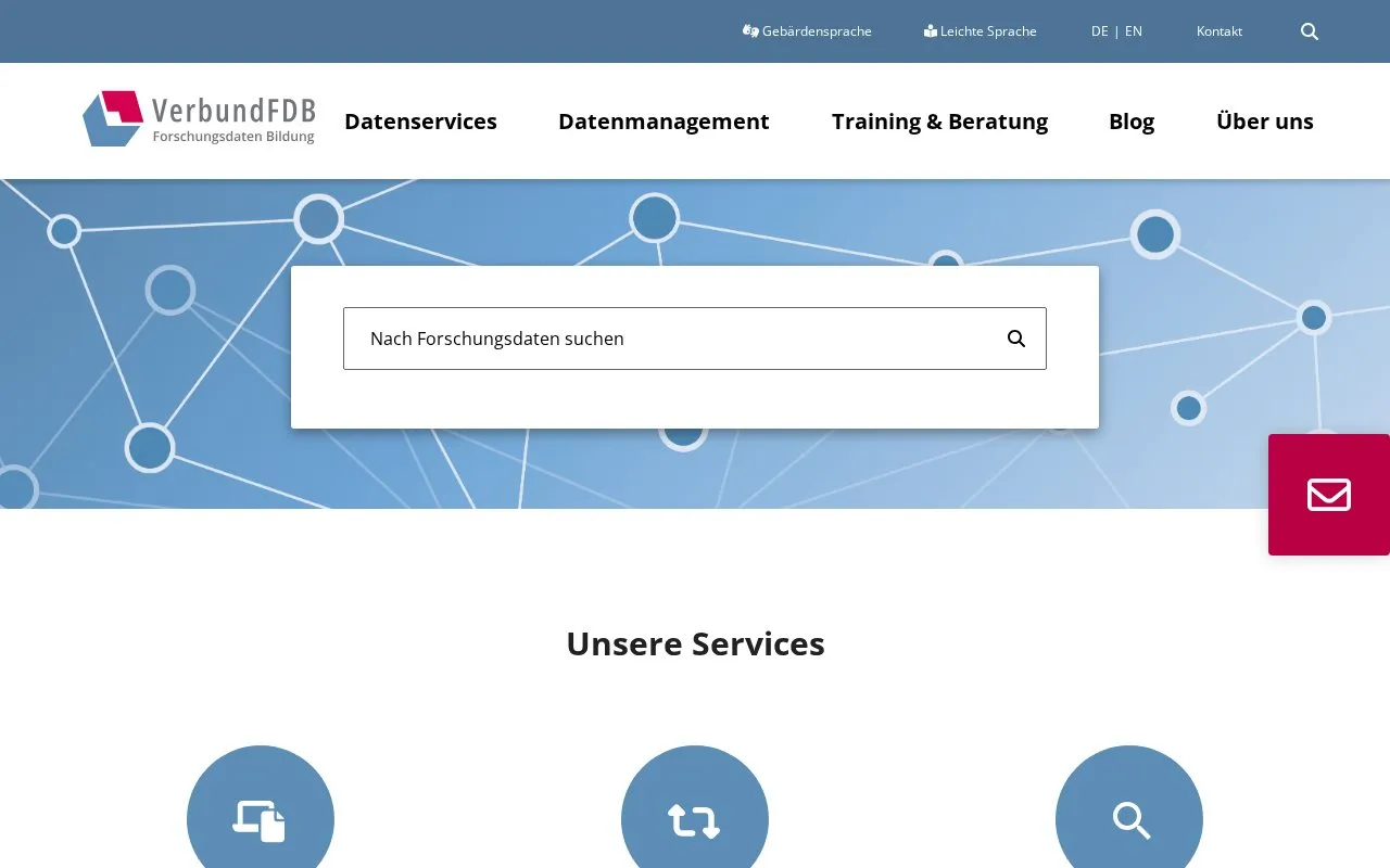 Verbund Forschungsdaten Bildung homepage screenshot