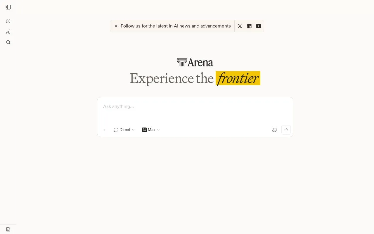 Arena homepage screenshot