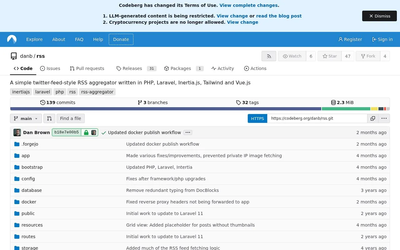 rss homepage screenshot