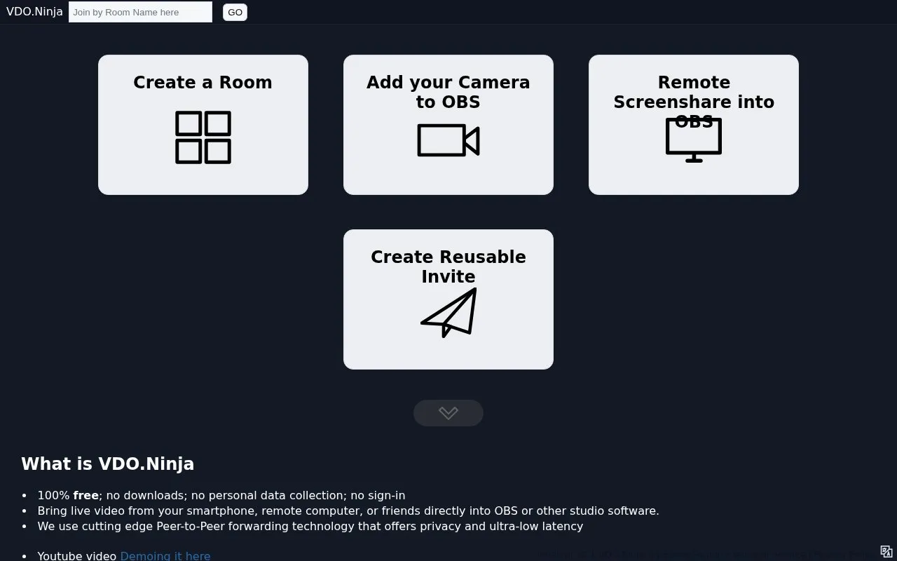 VDO.Ninja homepage screenshot