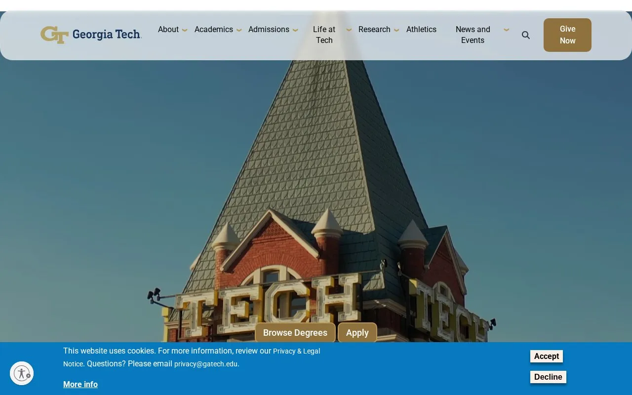 Georgia Institute of Technology homepage screenshot