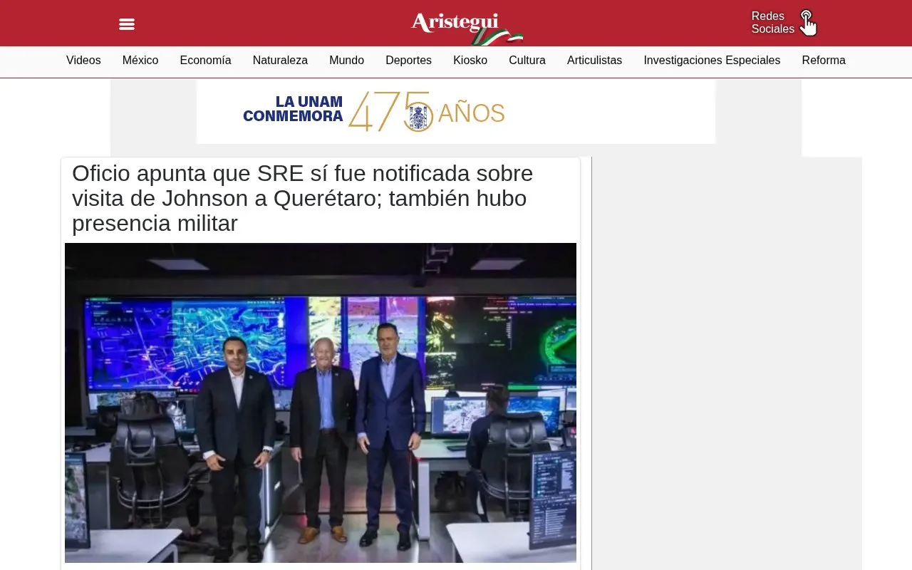 Aristegui Noticias homepage screenshot