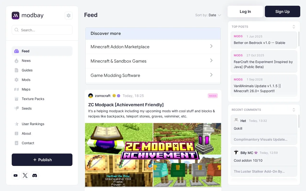 ModBay homepage screenshot