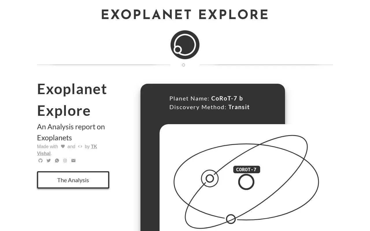 ExoplanetExplore homepage screenshot