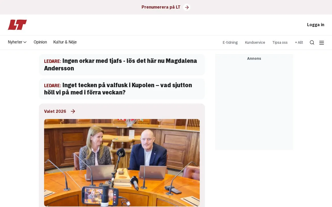 Länstidningen Östersund homepage screenshot